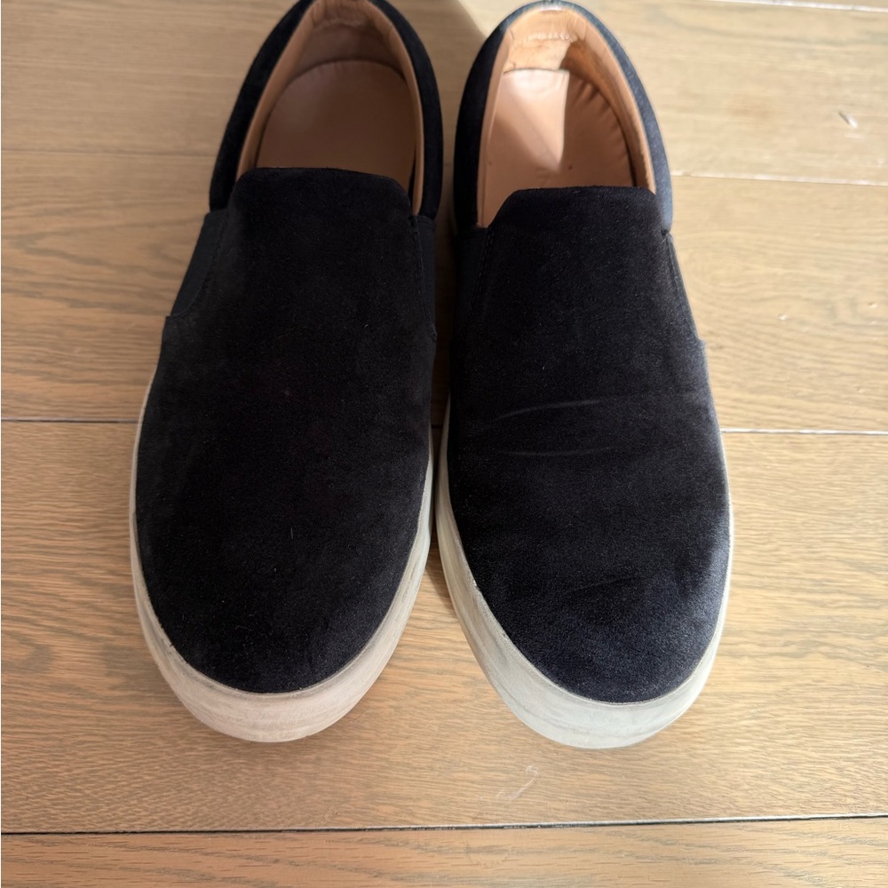 Vince Black Suede Slip-On Loafers